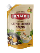 Майонез Перепелиный 50% д/пак 400мл 1/25шт Печагин РФ