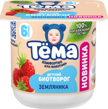Биотворог 95гр (6шт) Земляника 4% Тема