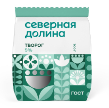 Творог 5% 300гр 1/6шт Северная Долина