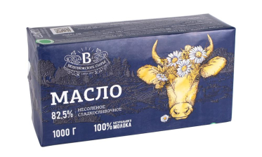 Масло сливочное несоленое 82,5 % 1кг Беловежские сыры