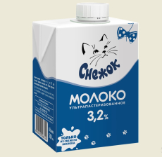 Молоко ультрапастеризованное 3,2% 500мл 1/12шт Снежок