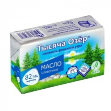 Масло сладкосливочное 82,5% 180 гр Тысяча озер 1/40шт