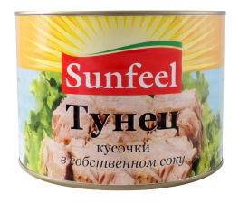 Тунец кусочки в с/с ж/б 170гр 1/24шт SunFeel Китай