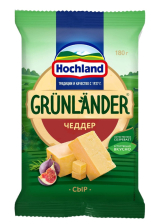 Чеддер (кусок) сыр полутвердый 50% 180гр 1/6шт Грюнландер Хохланд