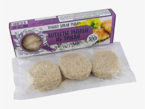 Котлеты рыб из трески в панир с/м Россия 300гр/6 шт+