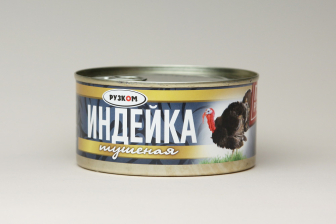 Индейка тушеная ГОСТ 325гр с/к ж/б 1/12шт Рузком