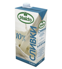 Сливки ТБА ультрапастеризованные 10% 1л 1/12ш Элакто
