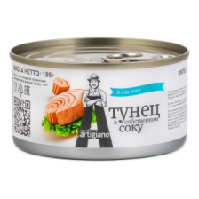 Тунец полосатый филе-ломтики в с/с ж/б 185гр 1/48шт ARTIGIANO Эквадор