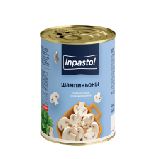 Шампиньоны резанные консервированные ж/б 425гр (200гр) 1/24шт Inpasto Китай