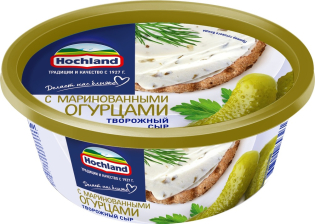 Творожный сыр 140гр с маринованными огурцами 1/6шт Хохланд