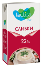 Сливки ТБА 22% ультрапастеризованные 1л 1/12шт Лактика