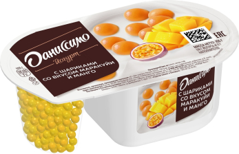 Даниссимо йогурт 105гр 1/12шт Фантазия Хрустящие шарики/Манго/Маракуйя 6,9%