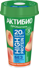 АктиБио питьевая 190гр 1/6шт бел персик высокобелков
