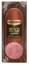 Сервелат Мясорубский с мелкорубленным окороком в/к срез 350гр Стародворье