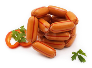 Сосиски Нежные очищенные в/у~2,5кг Анком