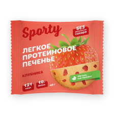 Печенье протеиновое Клубника 40гр (кор/12шт) SPORTY)