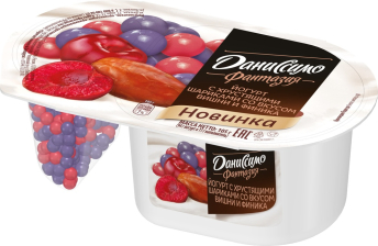 Даниссимо йогурт 105гр 1/12шт Фантазия Хрустящие шарики/Вишня/Финик 6,9%