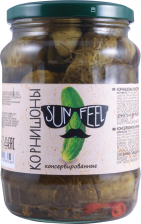 Огурцы корнишоны консервиров. ст/б 720мл (360гр) 1/12шт SunFeel Индия