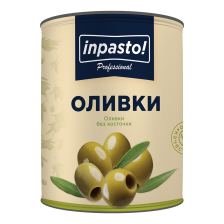 Оливки зеленые б/к ж/б 3000гр (1450гр) Inpasto! Египет