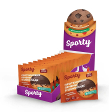 Печенье протеиновое глазированное Карамель шоколад 40гр (кор/12шт) SPORTY)