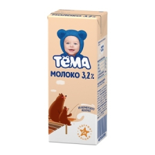 Молоко ТБА 3,2% ультрапастеризованное 200мл (18шт) Тема