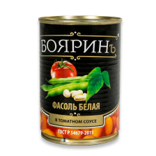 Фасоль белая в т/с ж/б 425мл 1/12шт Бояринъ