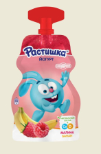 Йогурт 70гр Малина/Банан дой пак 1/8шт Растишка
