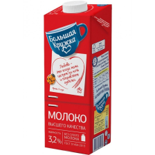 Молоко ТБА 3,2% ультрапастеризованное 980гр-1л (12шт) Большая Кружка